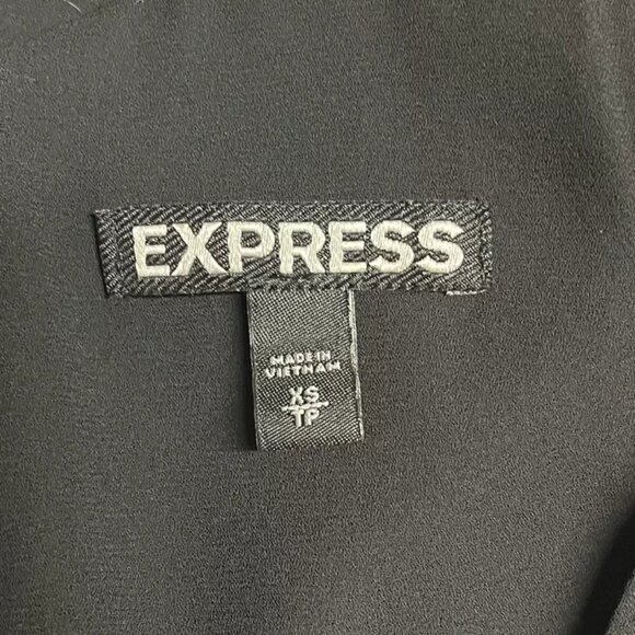 Express Top XS Tank Flutter Cape Overlay Thin Dressy Black V-Neck Blouse - Picture 5 of 5